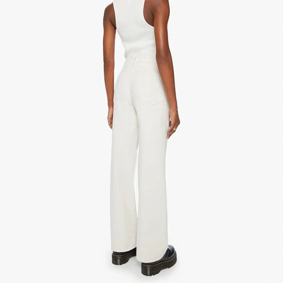 MOTHER The Lasso Heel Woops-A-Daisy Chalk Wide Leg Jeans White Size 31 - Picture 2 of 12